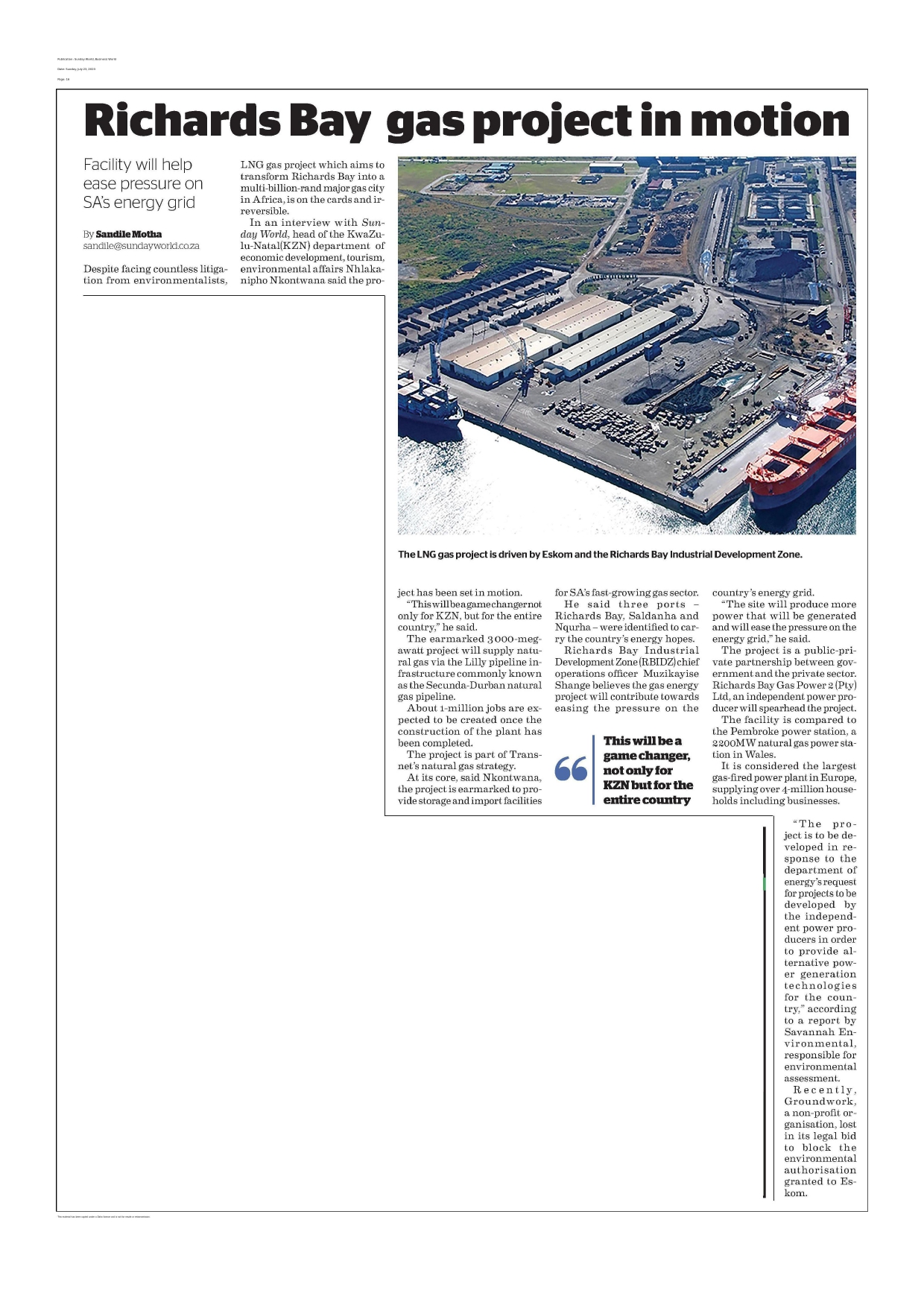 Richards Bay Gas Project in motion page 0001